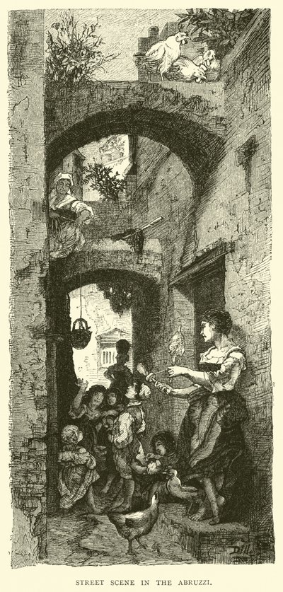 Utcai jelenet az Abruzziban alkotó: English School