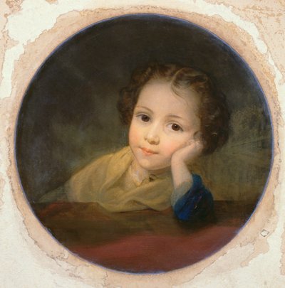 Tanulmány egy gyermekről, 1850 körül (olaj a kártyán) alkotó: English School