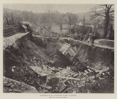 A Szent Katalin alagút süllyedése, Guildford (metszet) alkotó: English School