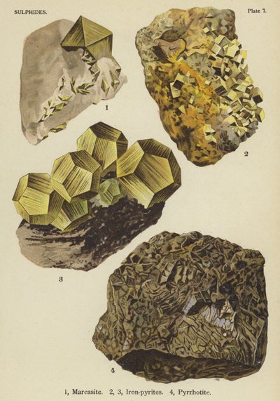 Szulfidok, markazit, vas-pirit, pirrhotit (színes litográfia) alkotó: English School