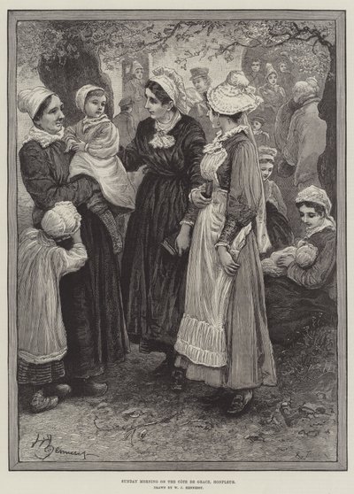 Vasárnap reggel a Cote de Grace-en, Honfleur (metszet) alkotó: English School