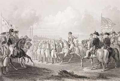 Lord Cornwallis megadása Yorktownban, Virginia államban, 1781. október 19-én, a „Gallery of Historical Portraits”-ból, 1880 körül megjelent alkotó: English School