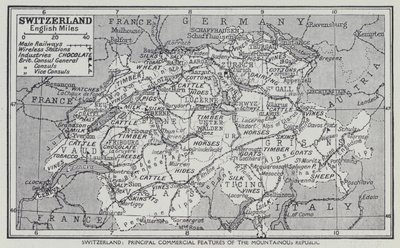 Svájc, A hegyvidéki köztársaság főbb kereskedelmi jellemzői (litho) alkotó: English School