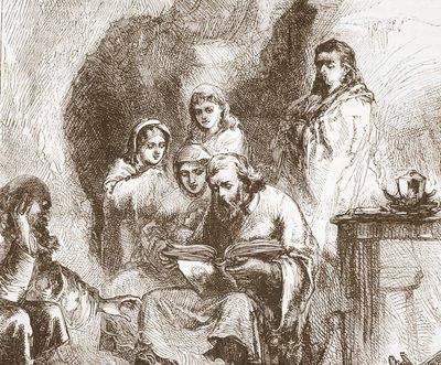 Barlangban imádkozó taboriták, illusztráció: James Aitken Wylie (1808-1890) A protestantizmus története című könyvéből, pub. 1878 alkotó: English School