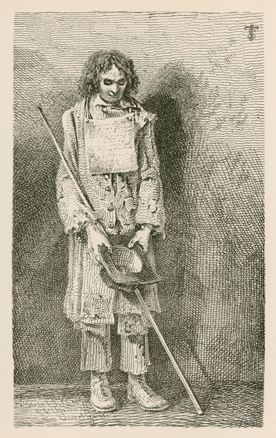 Magas, vak koldus, hosszú bottal alkotó: English School