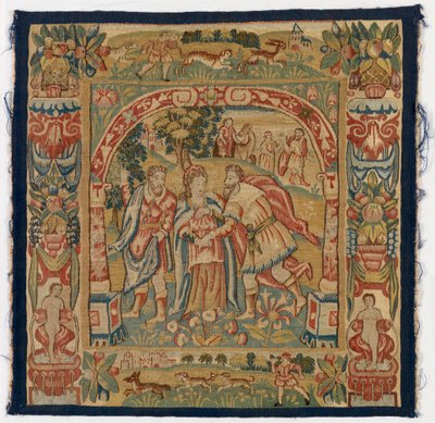 Tapestry panel depicting The Queen of Sheba meeting Solomon, made in Sheldon, England alkotó: English School