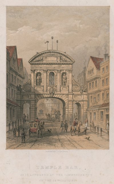 Temple Bar, ahogyan a 18. század elején megjelent alkotó: English School