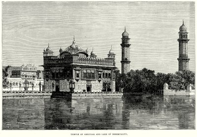 Amritsar temploma és a Halhatatlanság tava (metszet) alkotó: English School