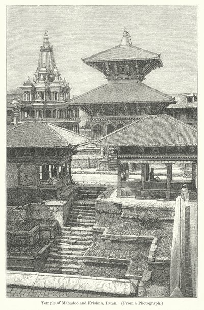 Mahadeo és Krishna temploma, Patan (metszet) alkotó: English School