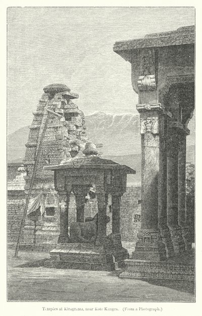 Templomok Kiragramában, Kote Kangra közelében (metszet) alkotó: English School
