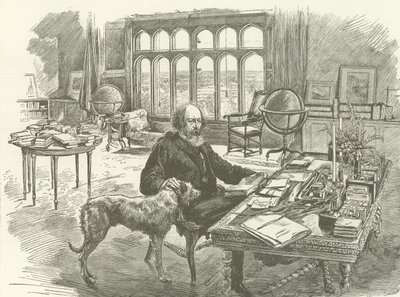 Tennyson a könyvtárában alkotó: English School