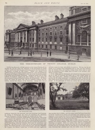 A Trinity College harmadéves évfordulója, Dublin, Írország (litho) alkotó: English School