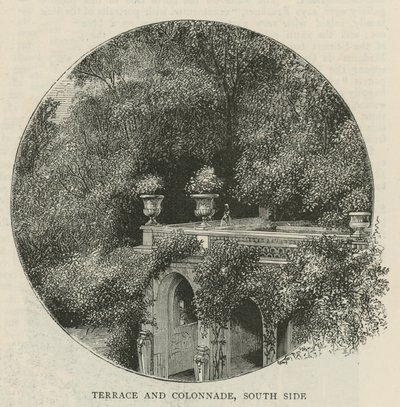 Terasz és oszlopcsarnok, déli oldal alkotó: English School