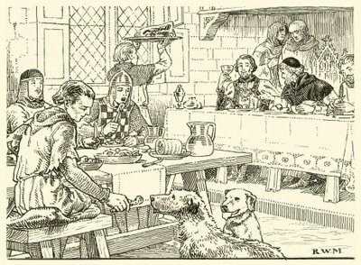 Az apát megvendégelte őket a saját házában (tintával papíron) alkotó: English School