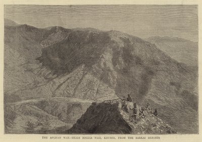 Az afgán háború, Shadi Bogiar-hágó, Khyber, a Sarkai-fennsíkról (metszet) alkotó: English School