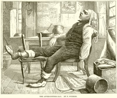 A vacsora utáni szunyókálás. Írta: F. Weekes alkotó: English School