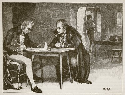 Nagy-Britannia és Svédország ügynökei aláírják a Napóleon elleni szerződést, illusztráció a Cassells Illustrated History of Englandből (szépia fotó) alkotó: English School
