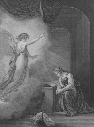Az örömhír, Lukács 1, 26-34. vers (metszet) alkotó: English School