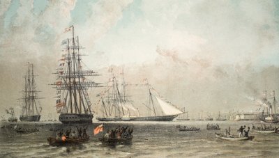 A királyi jacht érkezése Gravesend mellett, 1863. március 7., VII. Edward és a dán Alexandra házasságának emlékműve, kocsma. 1864 alkotó: English School