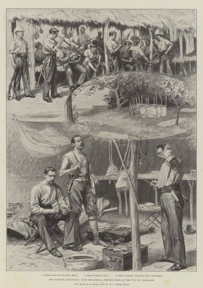 Az Ashanti-expedíció a különleges szolgálati alakulattal Coomassie felé (litho) alkotó: English School