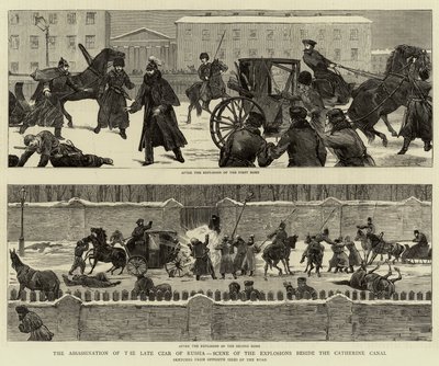 Die Ermordung des verstorbenen Zaren von Russland, Szene der Explosionen neben dem Katharinenkanal von English School