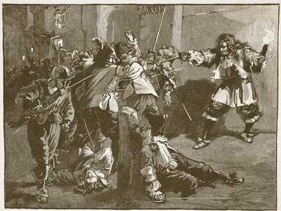 John Coventry támadása, illusztráció a Cassells Illustrated History of Englandből (szépia fotó) alkotó: English School