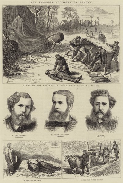 A léggömbbaleset Franciaországban (metszet) alkotó: English School