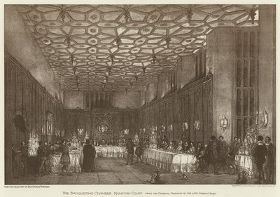 A bankettterem, Hampton Court (litho) alkotó: English School