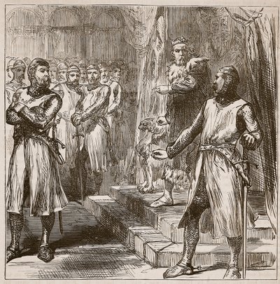 A bárók fellázadnak a király ellen, illusztráció a Cassells Illustrated History of England-ből (szépia fotó) alkotó: English School
