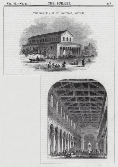 Szent Bonifác-bazilika, München (metszet) alkotó: English School
