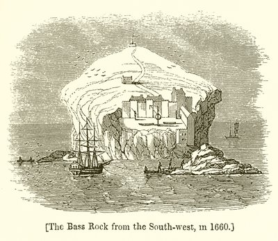 A Bass Rock délnyugat felől, 1660-ban alkotó: English School