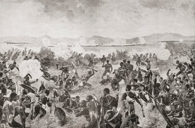 Az 1879-es ulundi csata, amely bemutatja a zuluk végső rohanását és a távoli brit teret, Dél-Afrikából és a transzvaali háborúból: 1. köt. 1