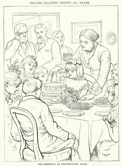 Születésnap a Thanksgiving Villában (metszet) alkotó: English School