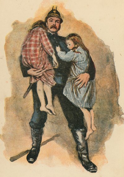 Der tapfere Feuerwehrmann (Farblithografie) von English School