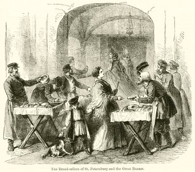 A szentpétervári kenyérárusok és a Nagy Bazár (metszet) alkotó: English School