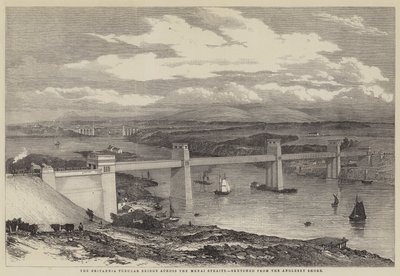 A Britannia csőhíd a Menai-szoroson át (metszet) alkotó: English School