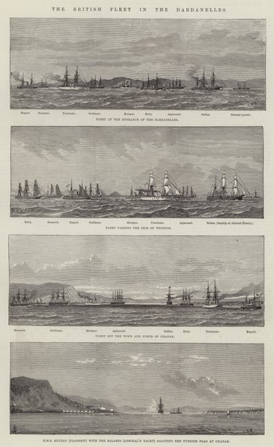 A brit flotta a Dardanellákon (metszet) alkotó: English School