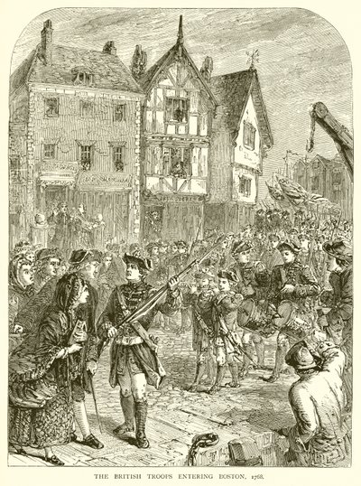 A brit csapatok bevonulása Bostonba, 1768 alkotó: English School