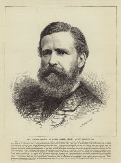 A közép-afrikai expedíció, Verney Lovett Cameron hadnagy, RN (metszet) alkotó: English School