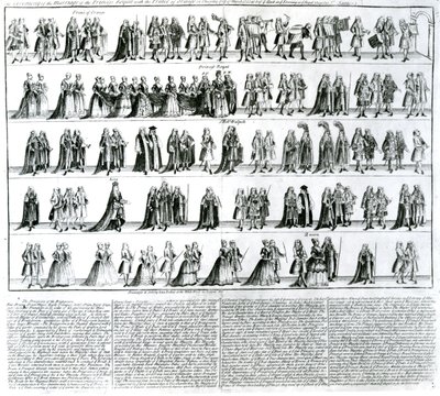 Királyi hercegnő és a narancsos hercegnő házasságának szertartása, 1734 alkotó: English School