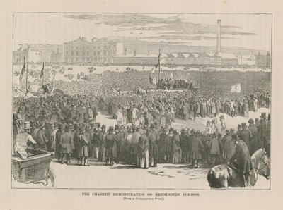 A Chartist bemutató a Kennington Commonon alkotó: English School