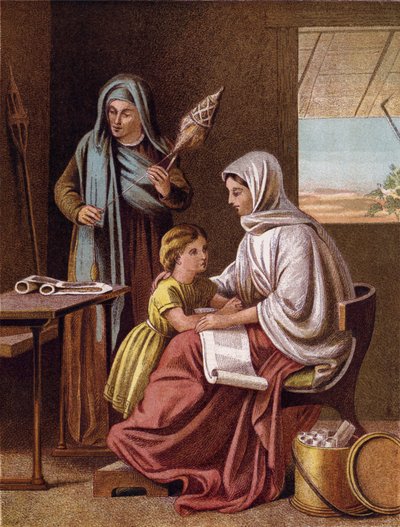 A gyermek Timóteus a Szentírást olvassa alkotó: English School