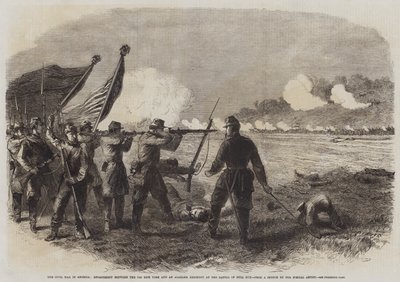 Polgárháború Amerikában, eljegyzés a 71. New York-i és egy alabamai ezred között a Bull Run-i csatában (metszet) alkotó: English School