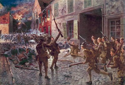 The Coldstream Guards at Landrecies, 1914 augusztus alkotó: English School