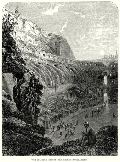 A Colosseum a közelmúltbeli ásatások előtt (metszet) alkotó: English School