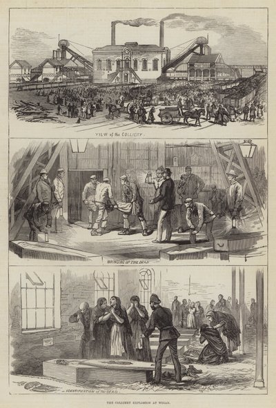 A Colliery robbanása Wiganben (metszet) alkotó: English School