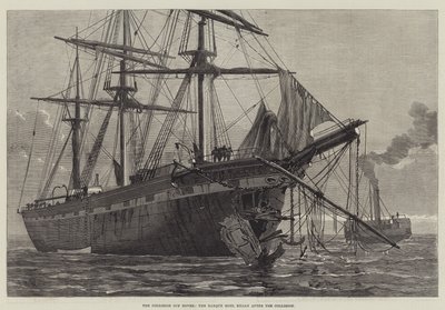 Az ütközés Dovernél, a Barque Moel Eilian az ütközés után (metszet) alkotó: English School