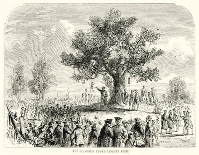 Gyarmatosítók a Szabadságfa alatt (metszet) alkotó: English School