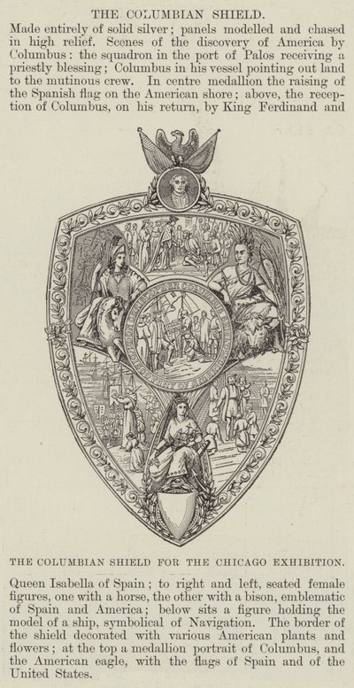 A Columbian Shield a chicagói kiállításhoz (metszet) alkotó: English School
