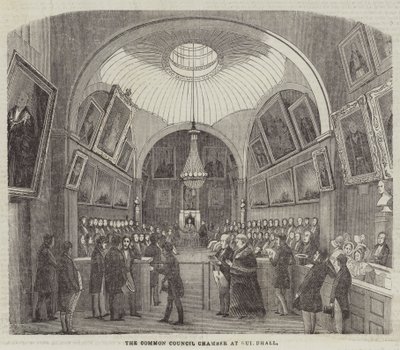 A Guildhall Közös Tanácsterme (metszet) alkotó: English School